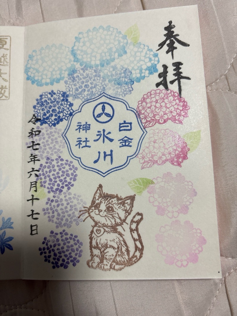 白金氷川神社の御朱印 1